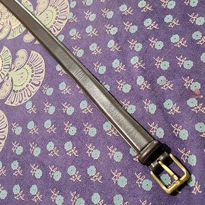 Coach Dark Leather Belt with Brass Buckle
